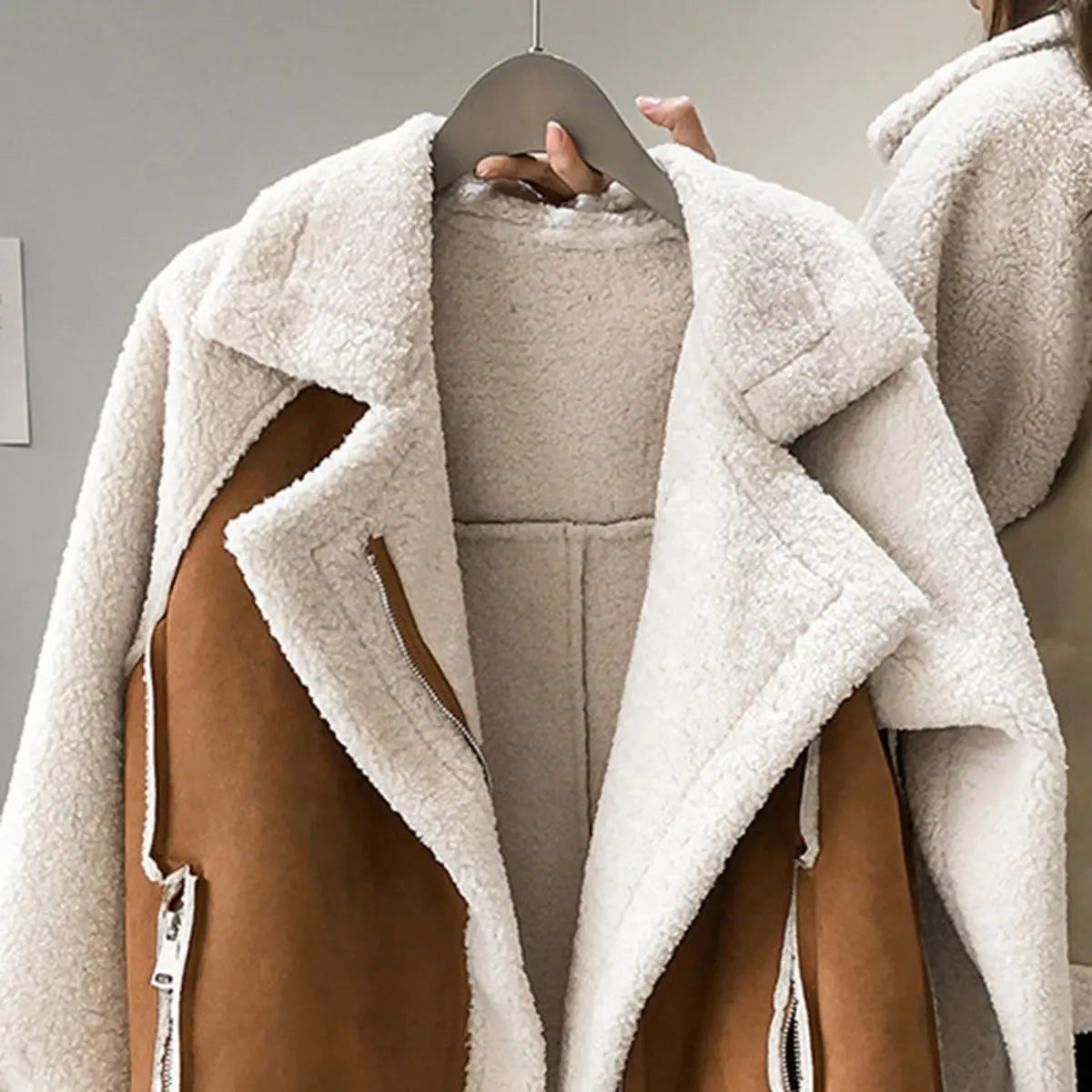 Women's Oversized Sherpa Fleece Winter Coat Zip-Up Jacket