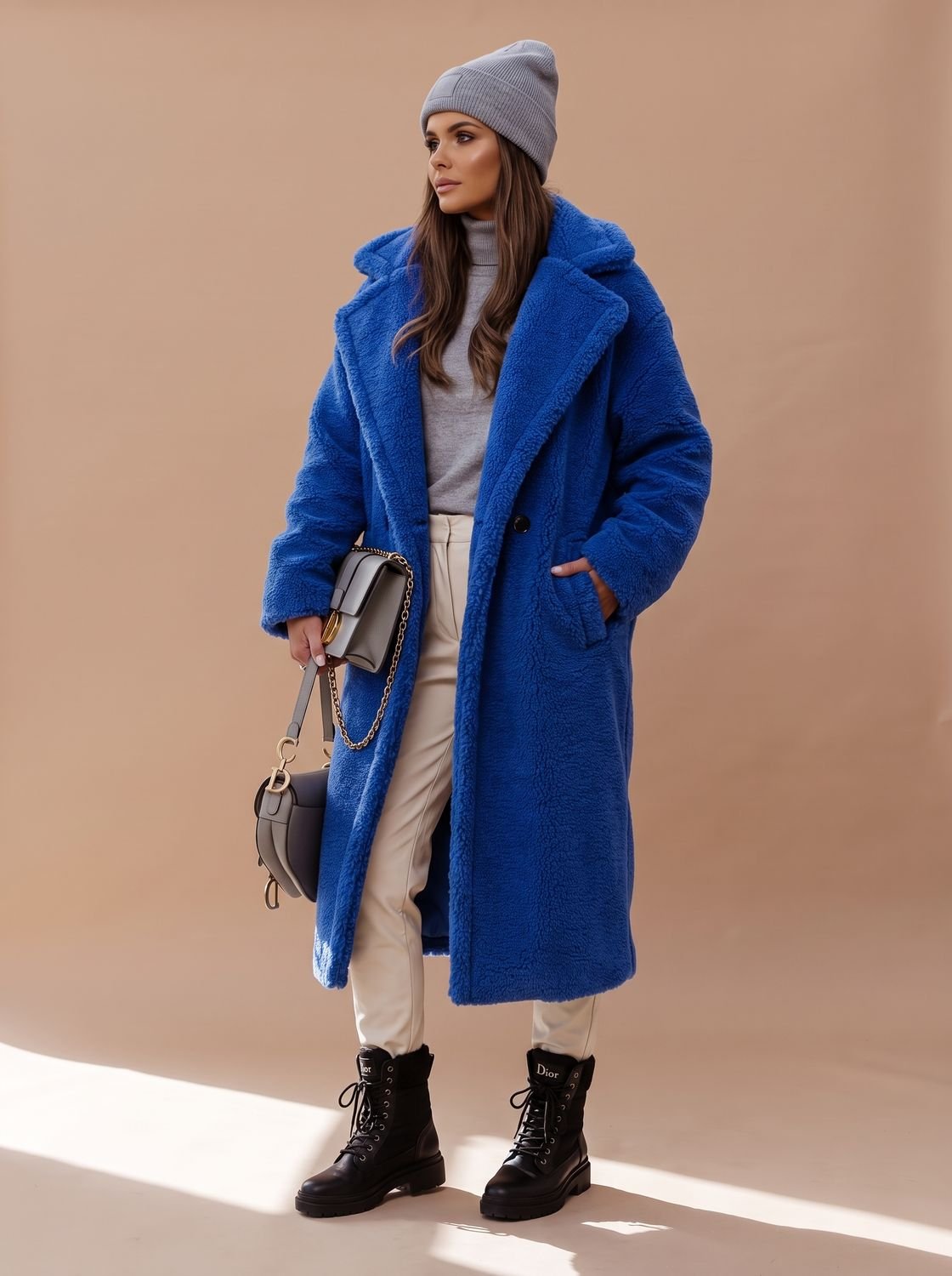 Women's Oversized Teddy Faux Fur Long Winter Coat