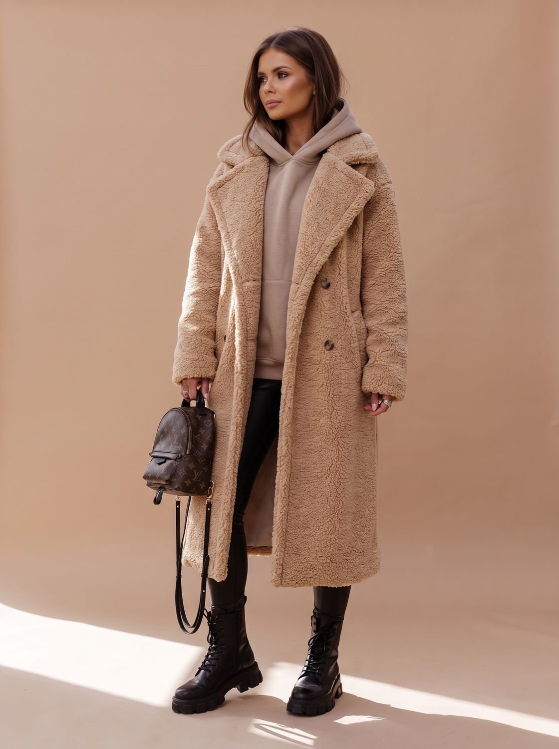 Women's Oversized Teddy Faux Fur Long Winter Coat