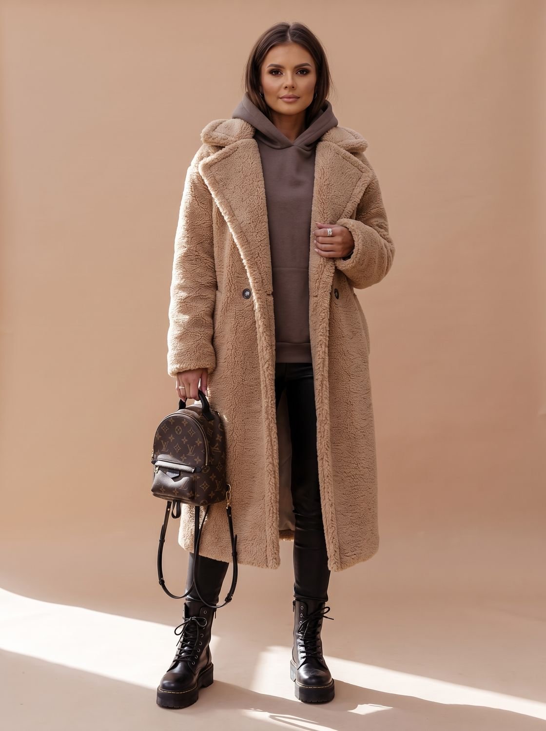 Women's Oversized Teddy Faux Fur Long Winter Coat