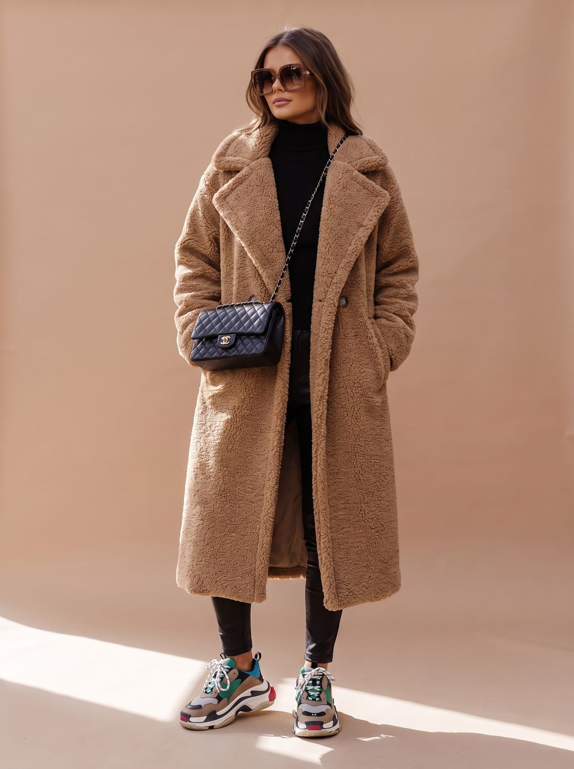 Women's Oversized Teddy Faux Fur Long Winter Coat