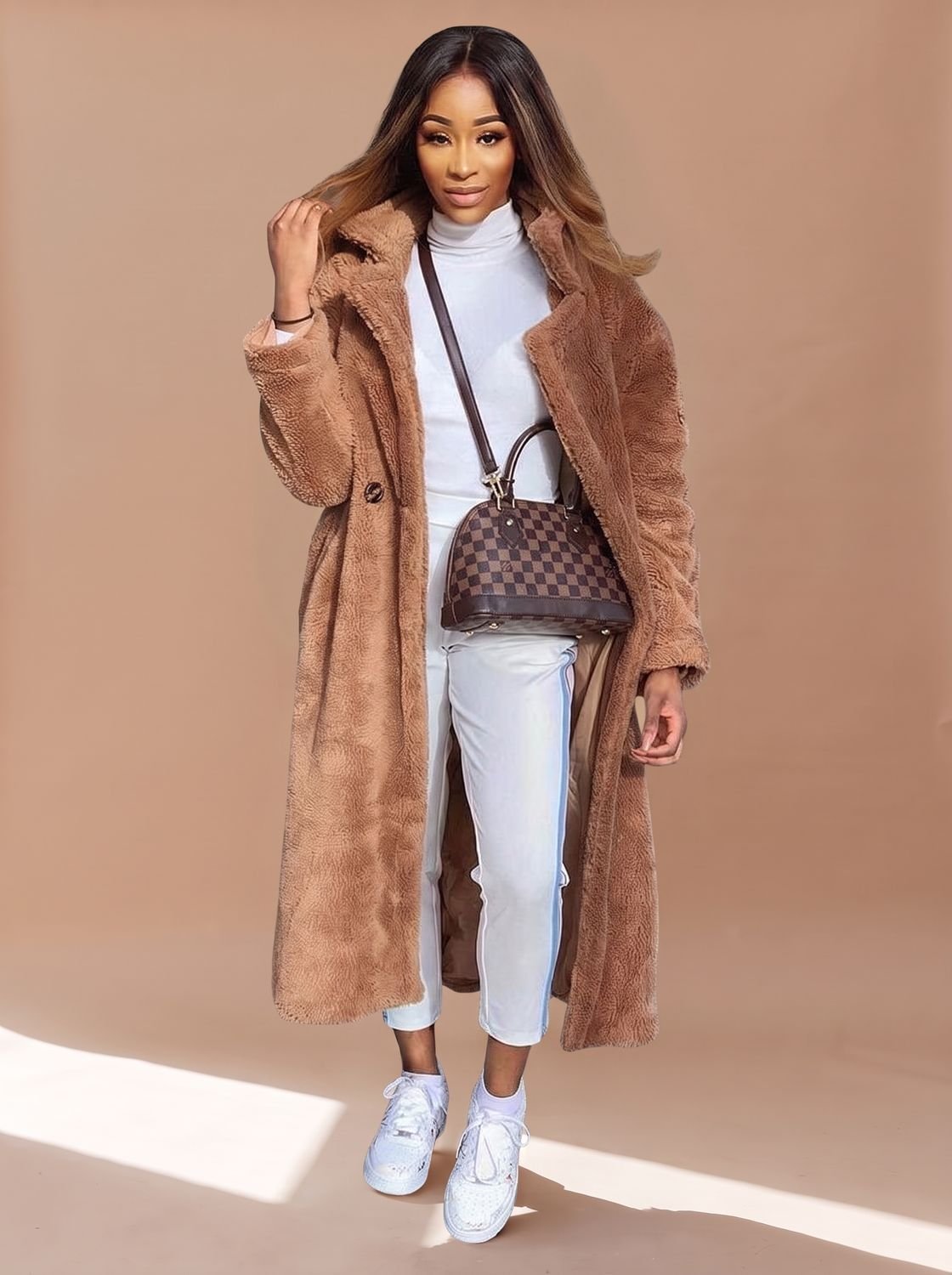 Women's Oversized Teddy Faux Fur Long Winter Coat