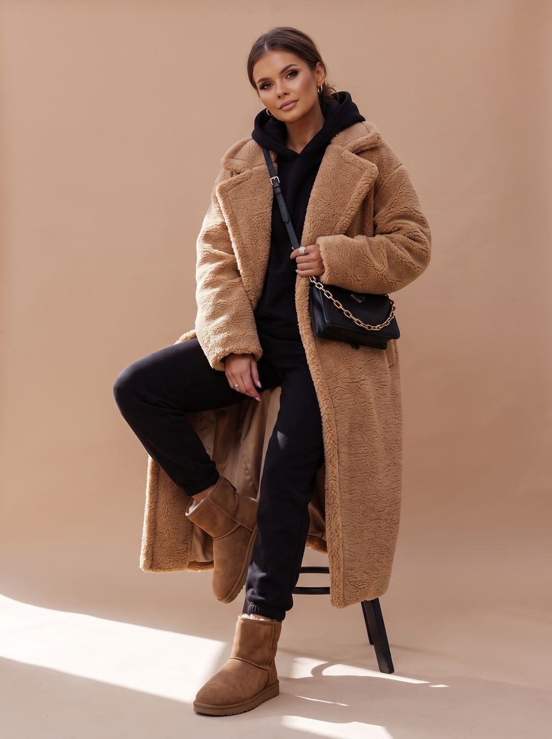 Women's Oversized Teddy Faux Fur Long Winter Coat