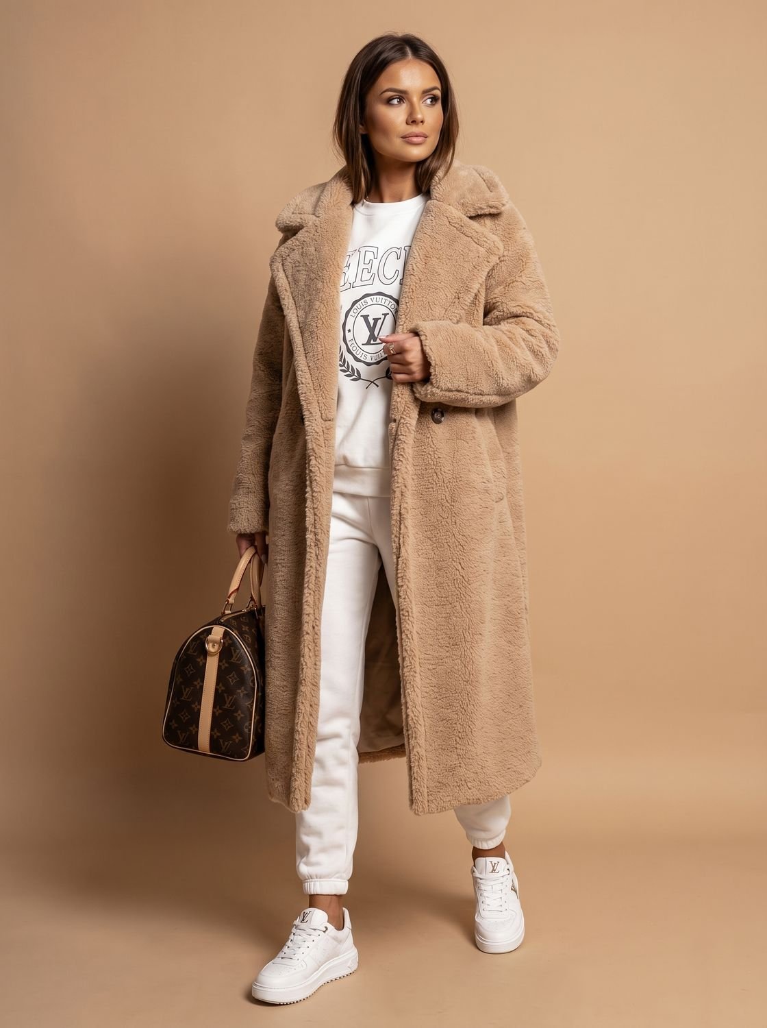 Women's Oversized Teddy Faux Fur Long Winter Coat