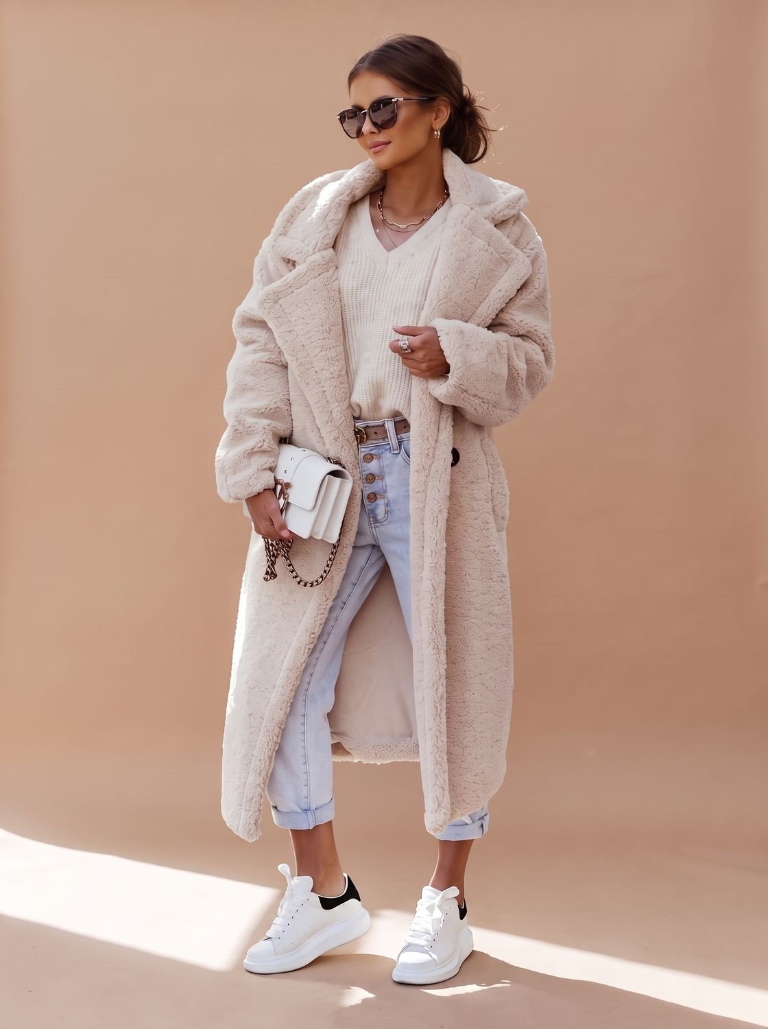 Women's Oversized Teddy Faux Fur Long Winter Coat