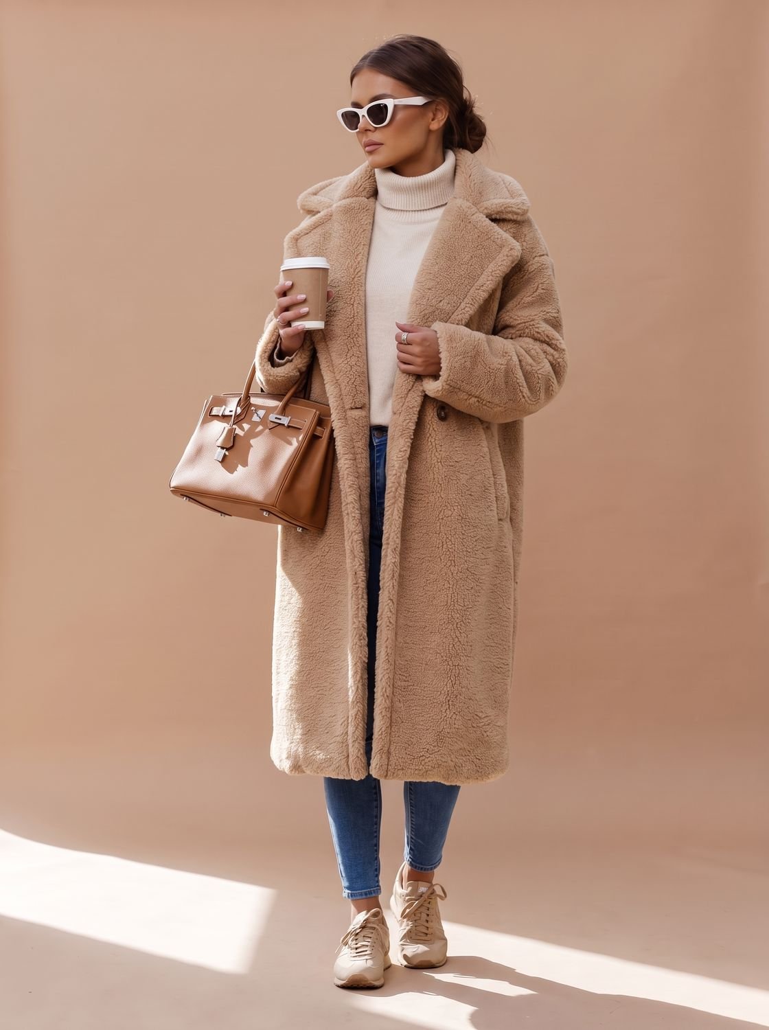 Women's Oversized Teddy Faux Fur Long Winter Coat