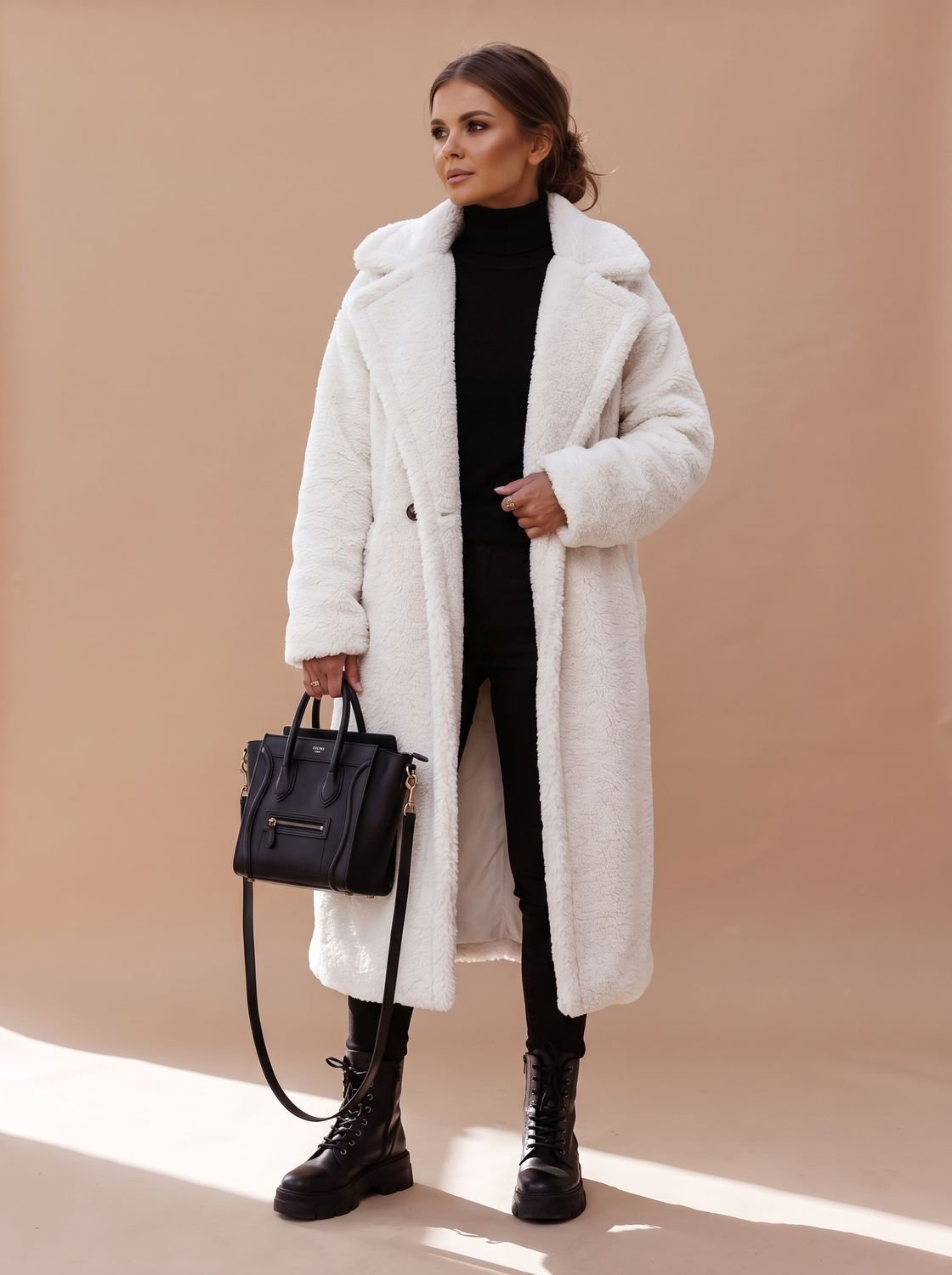 Women's Oversized Teddy Faux Fur Long Winter Coat