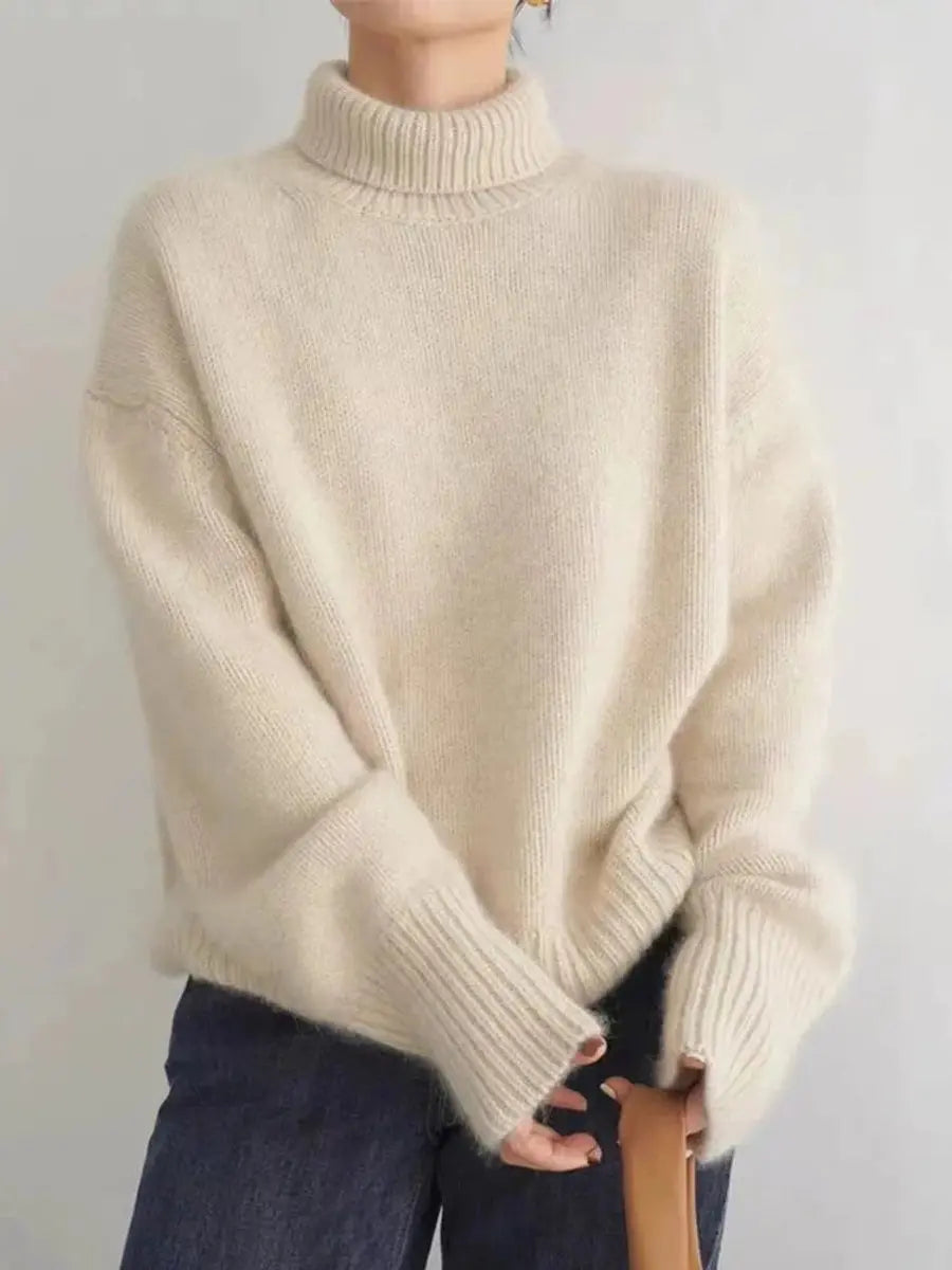 Women's Oversized Turtleneck Cashmere Knit Sweater Jumper