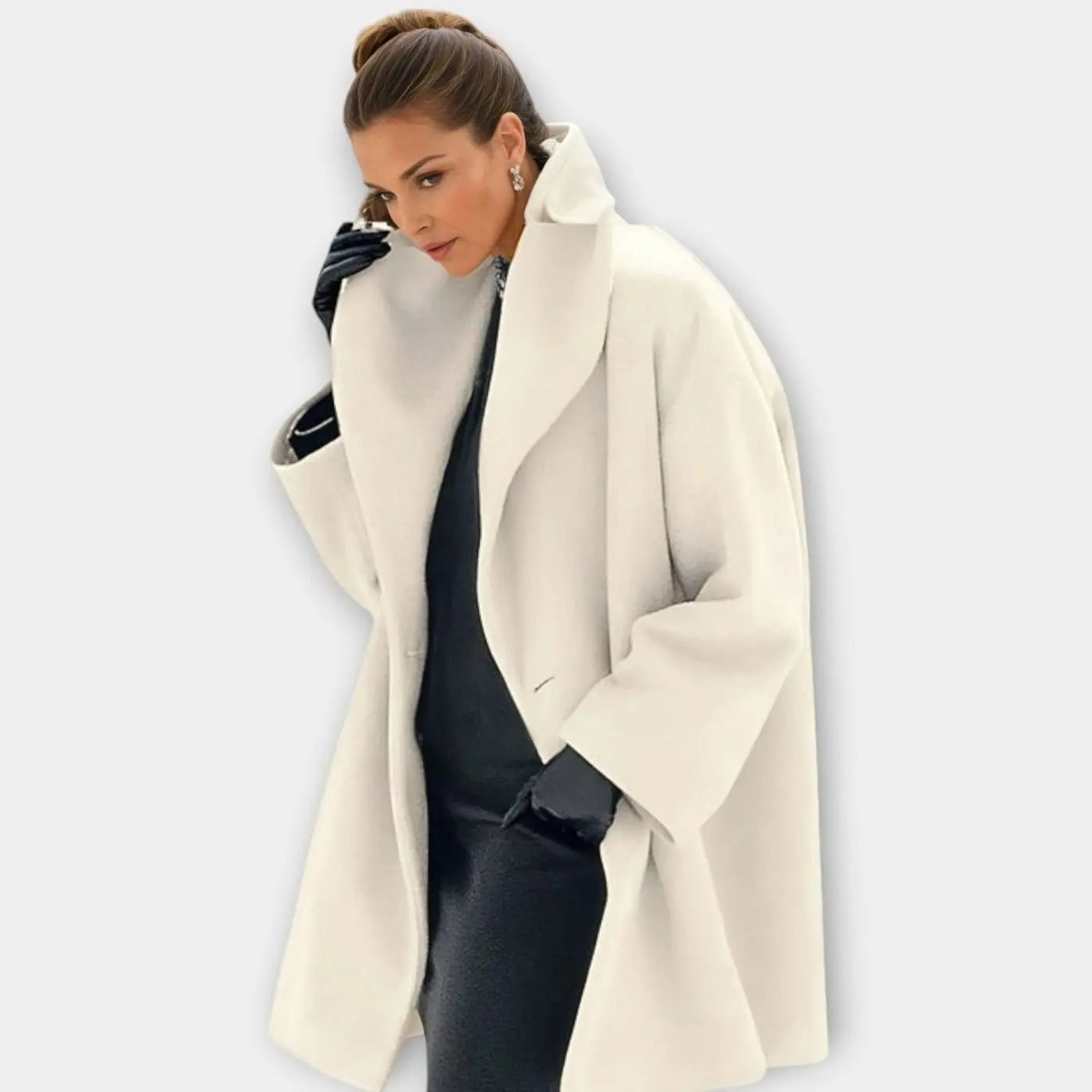 Women's Oversized Wide-Collar Winter Coat - White