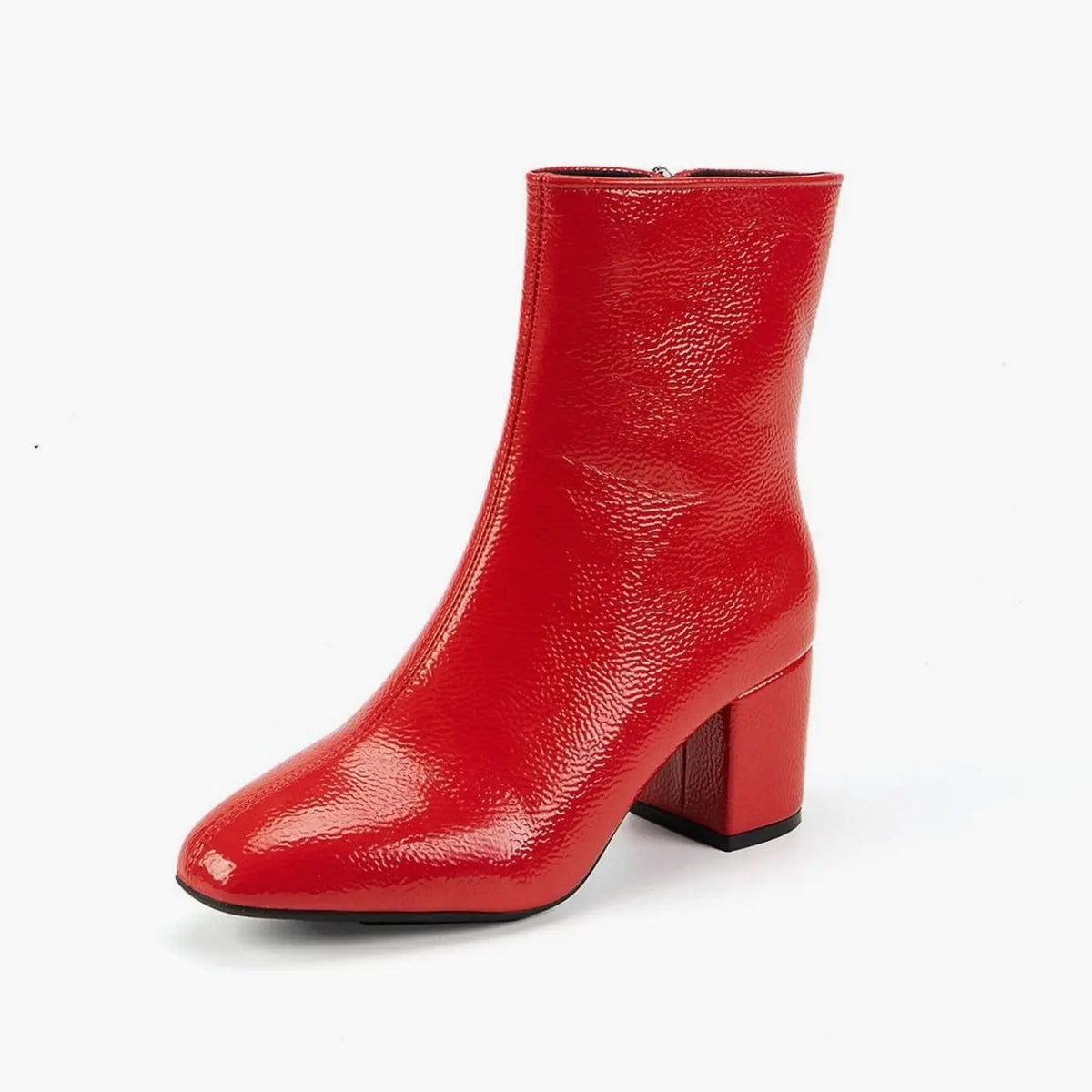 Women's Patent Block-Heel Side-Zip Ankle Boots