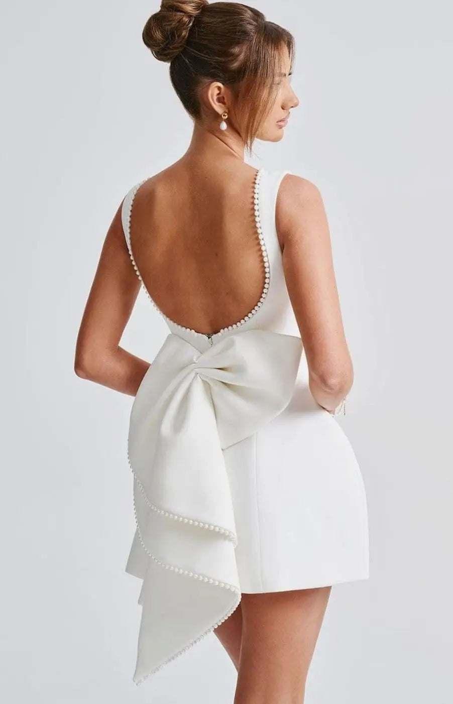 Women's Pearl Trim Sleeveless A-Line Mini Dress