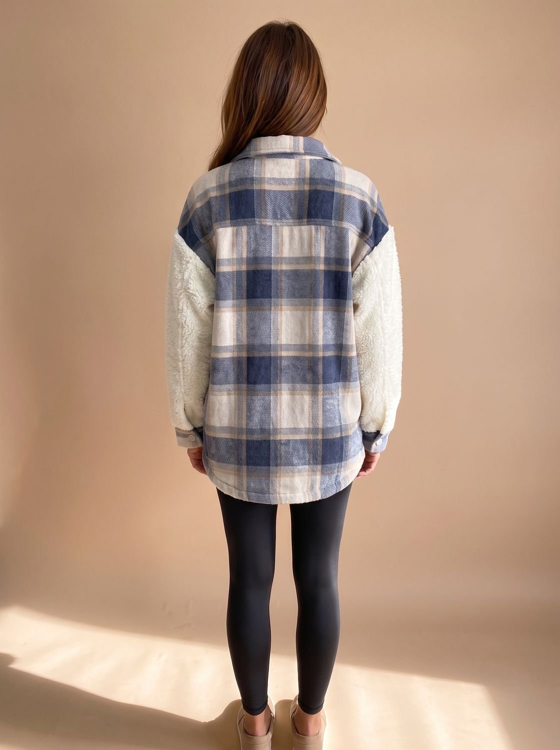 Women's Plaid Sherpa Fleece Button-Up Shacket