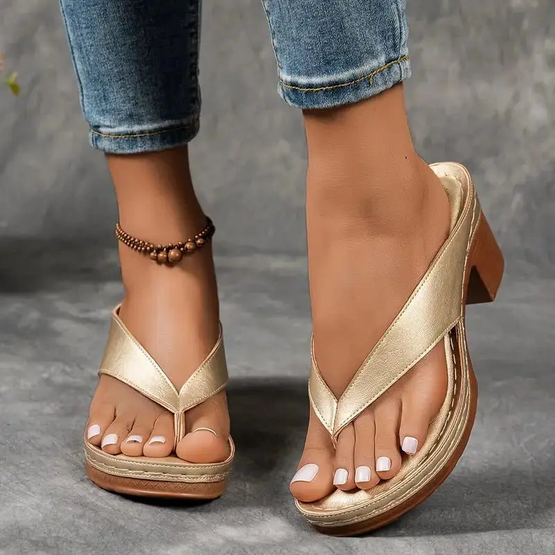 Women's Platform Flip Flops Orthopedic Thong Sandals