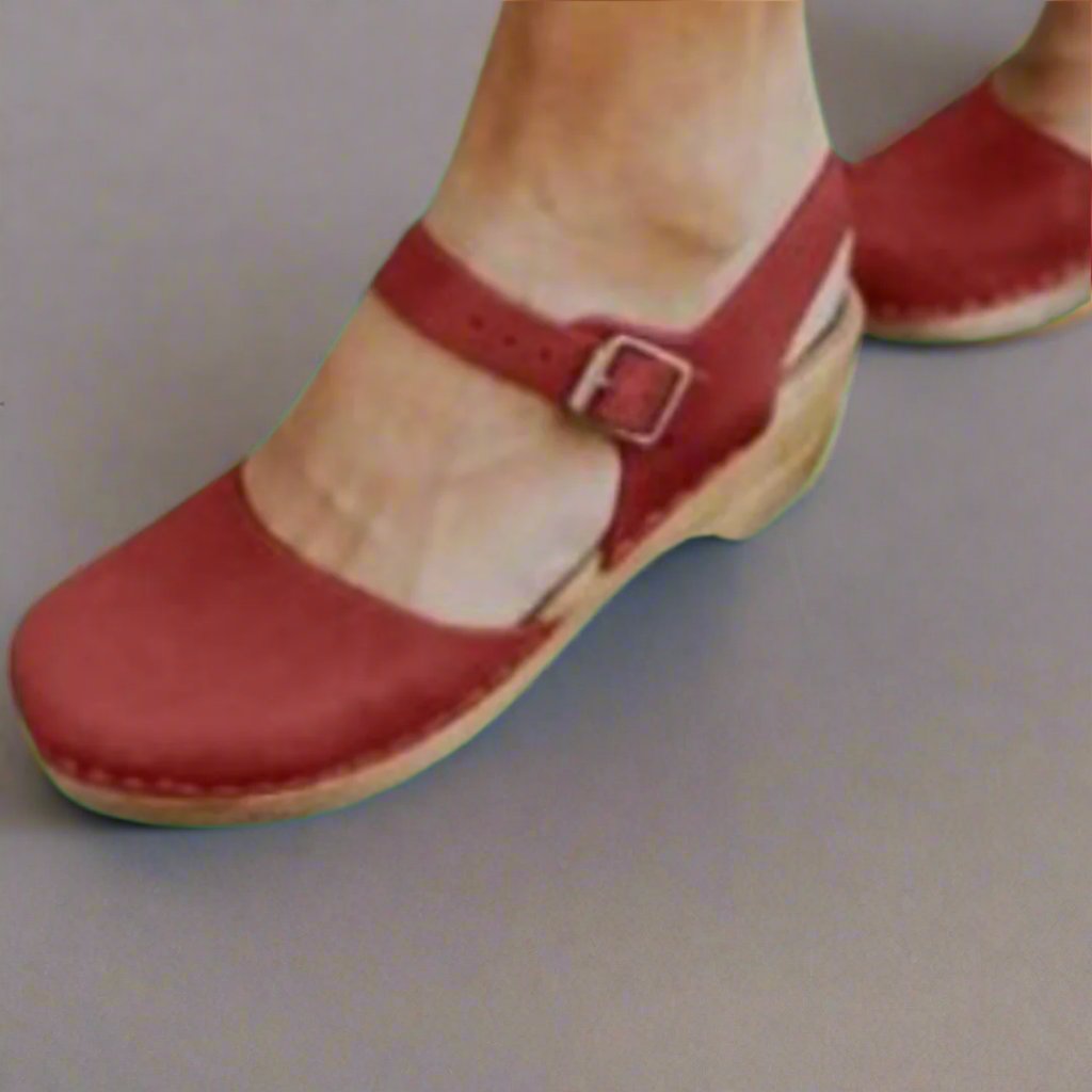 Women's Platform Sandals with Ankle Strap Low Block Heel - Red