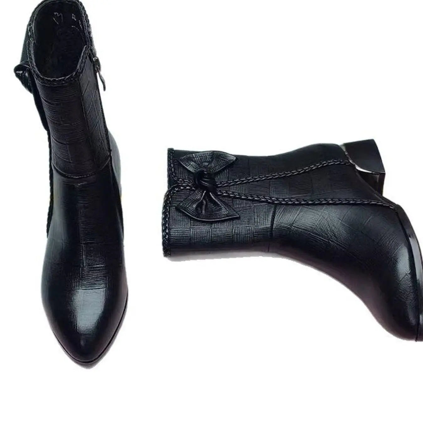 Women's Pointed-Toe Block-Heel Bow-Detail Ankle Boots