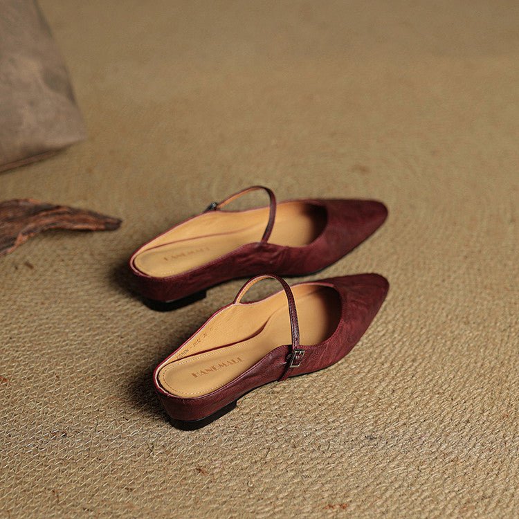 Women's Pointed Toe Mary Jane Mules with Ankle Strap