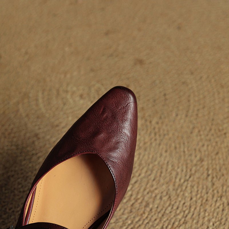 Women's Pointed Toe Mary Jane Mules with Ankle Strap