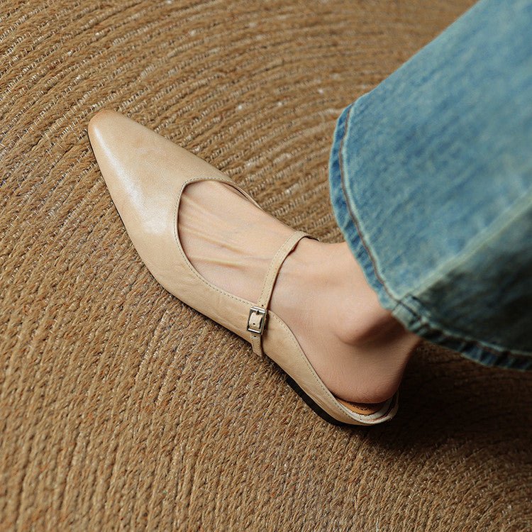 Women's Pointed Toe Mary Jane Mules with Ankle Strap