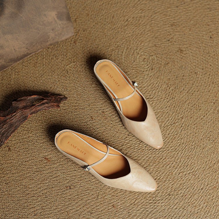 Women's Pointed Toe Mary Jane Mules with Ankle Strap