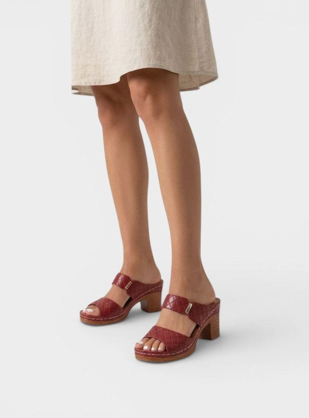 Women's Quilted Block Heel Sandals Open Toe
