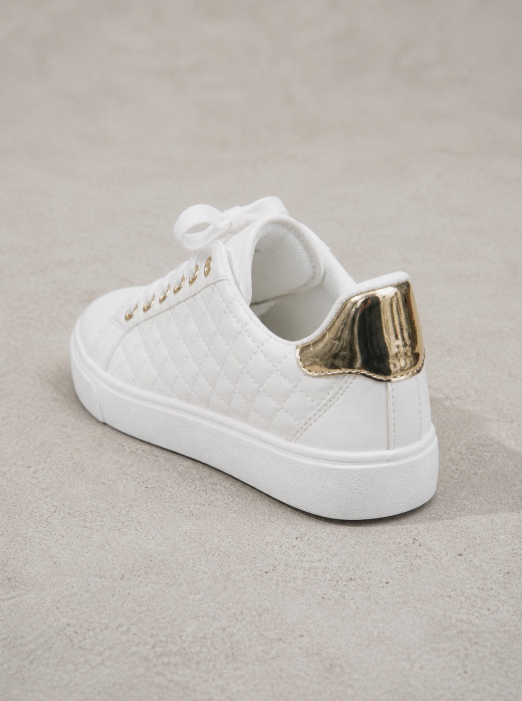 Women's Quilted Faux-Leather Lace-Up Flatform Trainers