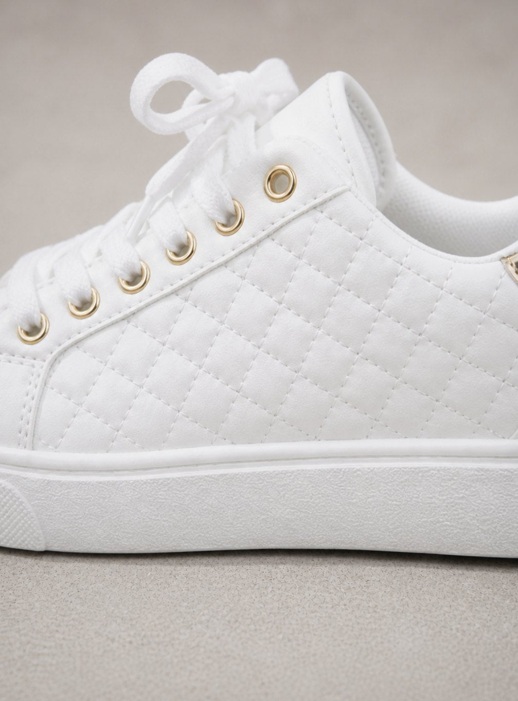 Women's Quilted Faux-Leather Lace-Up Flatform Trainers