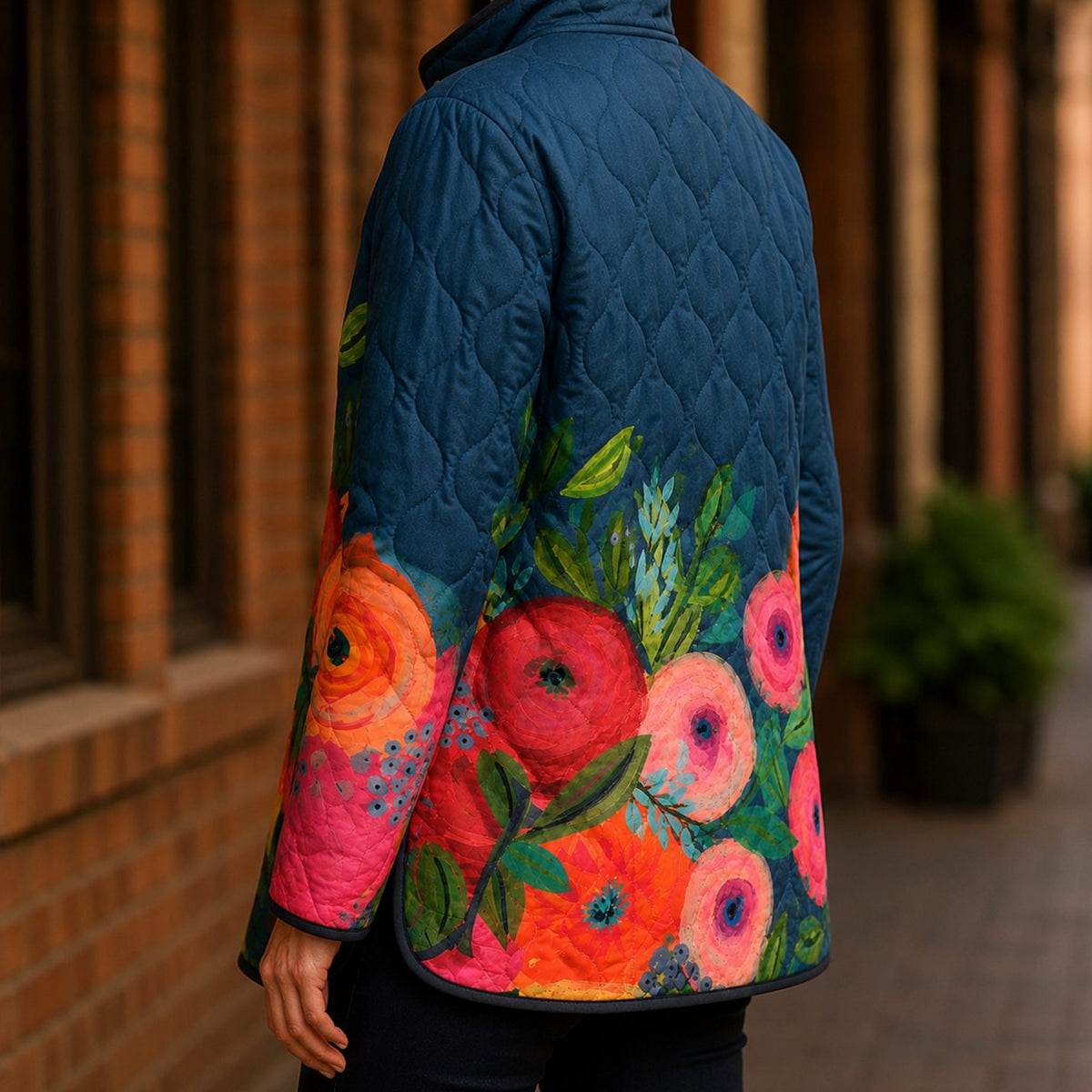 Women's Quilted Floral Snap-Front Padded Jacket