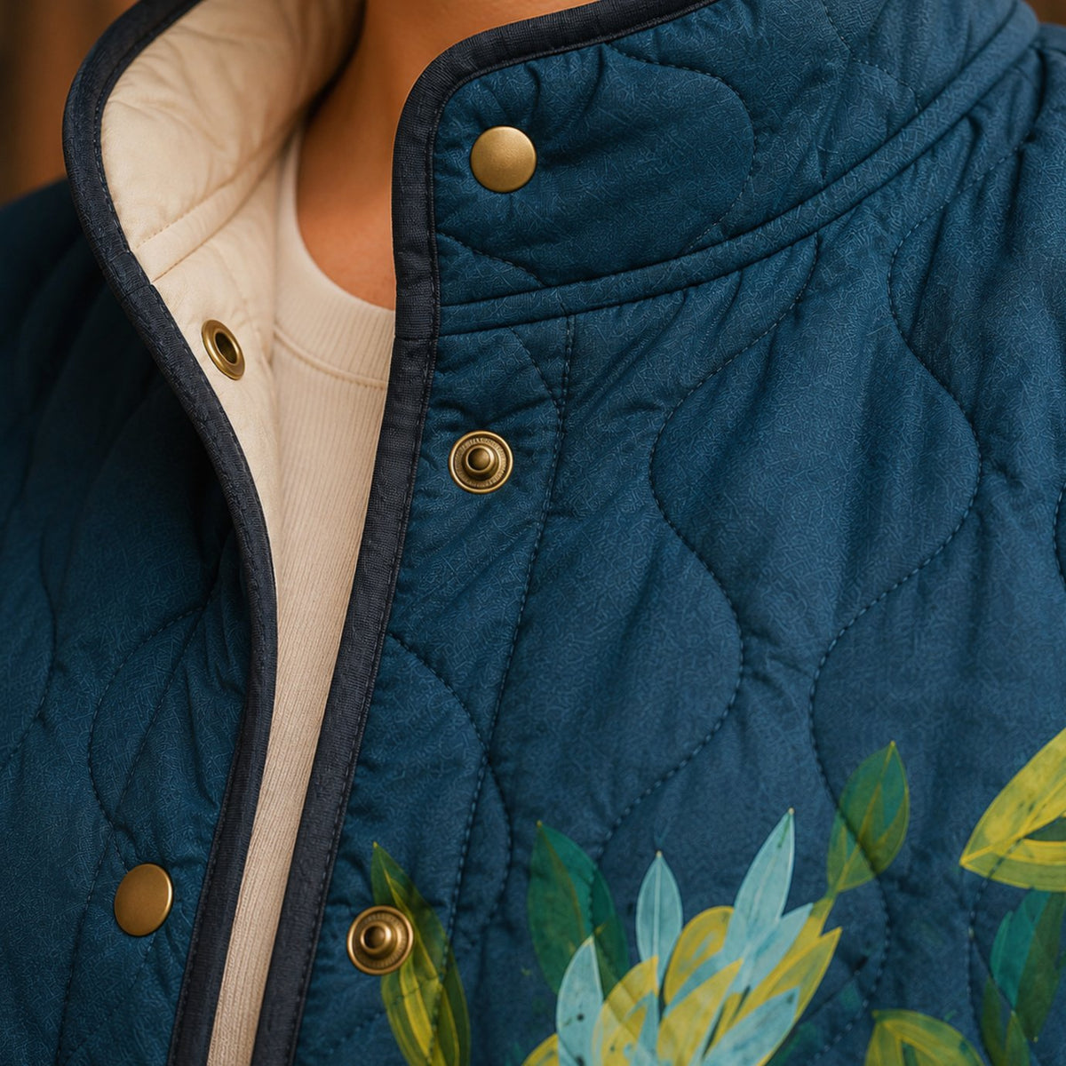 Women's Quilted Floral Snap-Front Padded Jacket