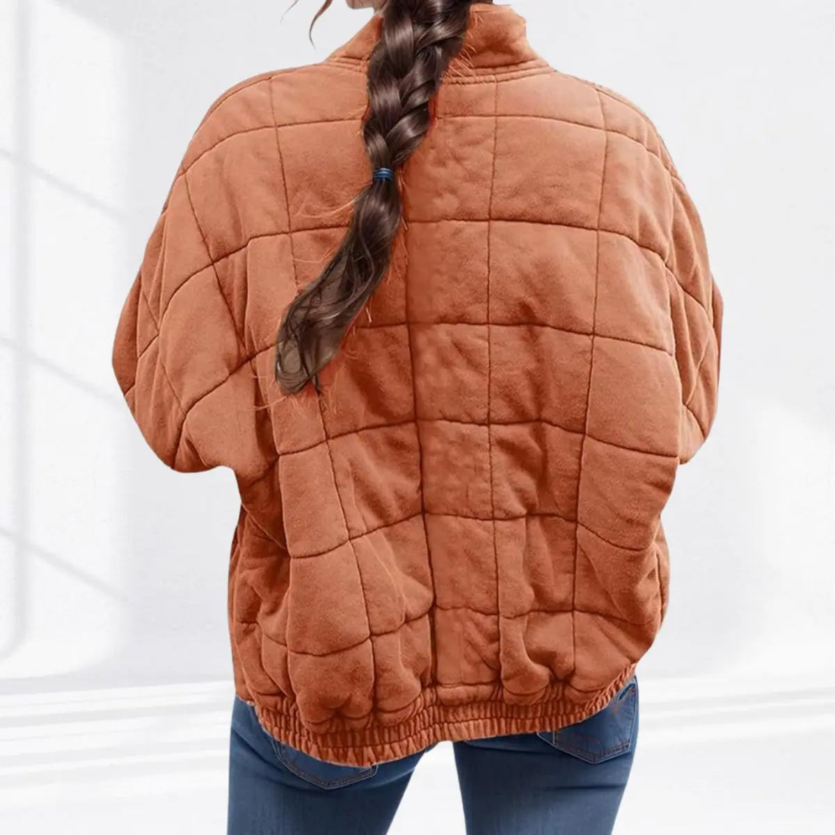 Women's Quilted Jacket Zip-Up Lightweight Stand Collar Padded Coat