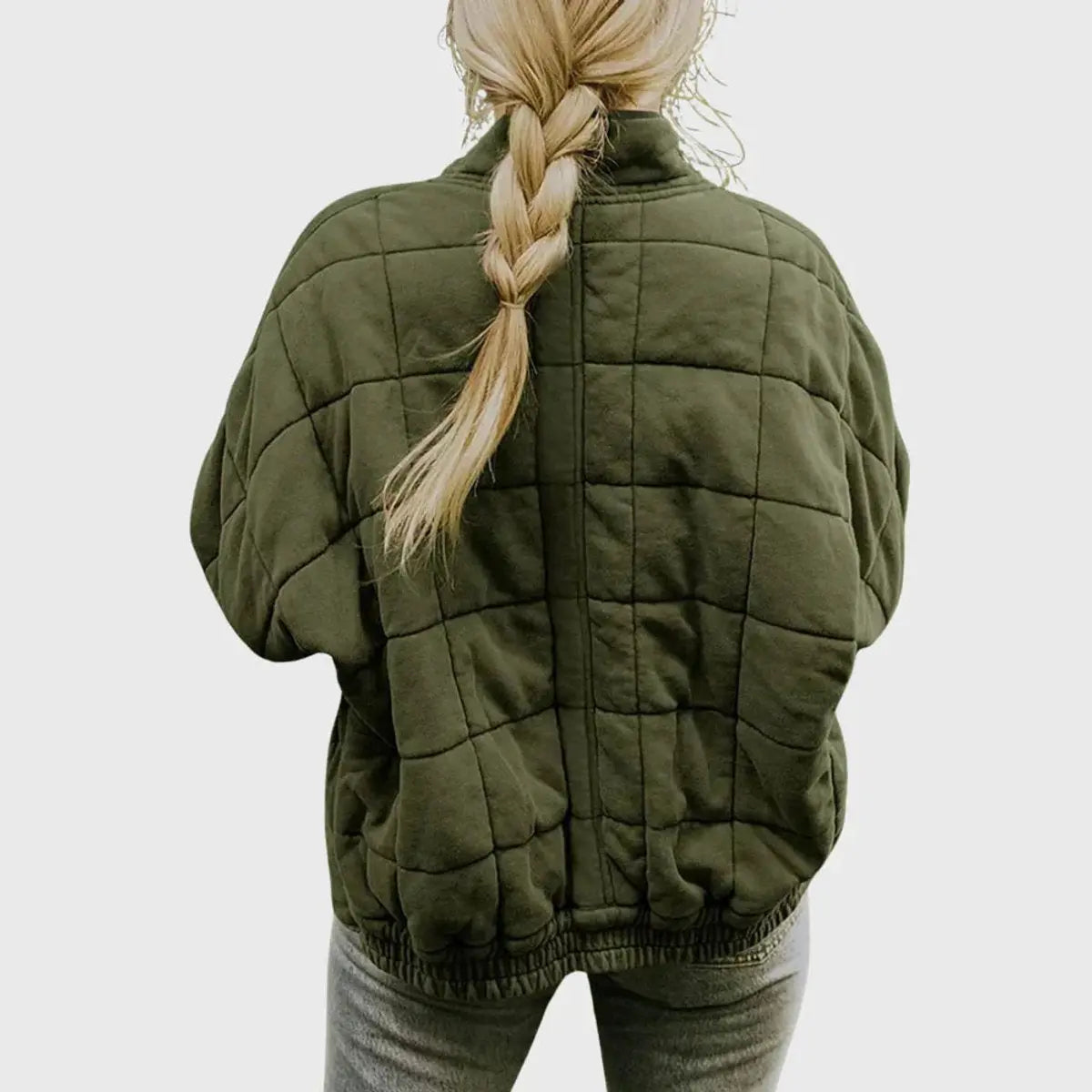 Women's Quilted Jacket Zip-Up Lightweight Stand Collar Padded Coat
