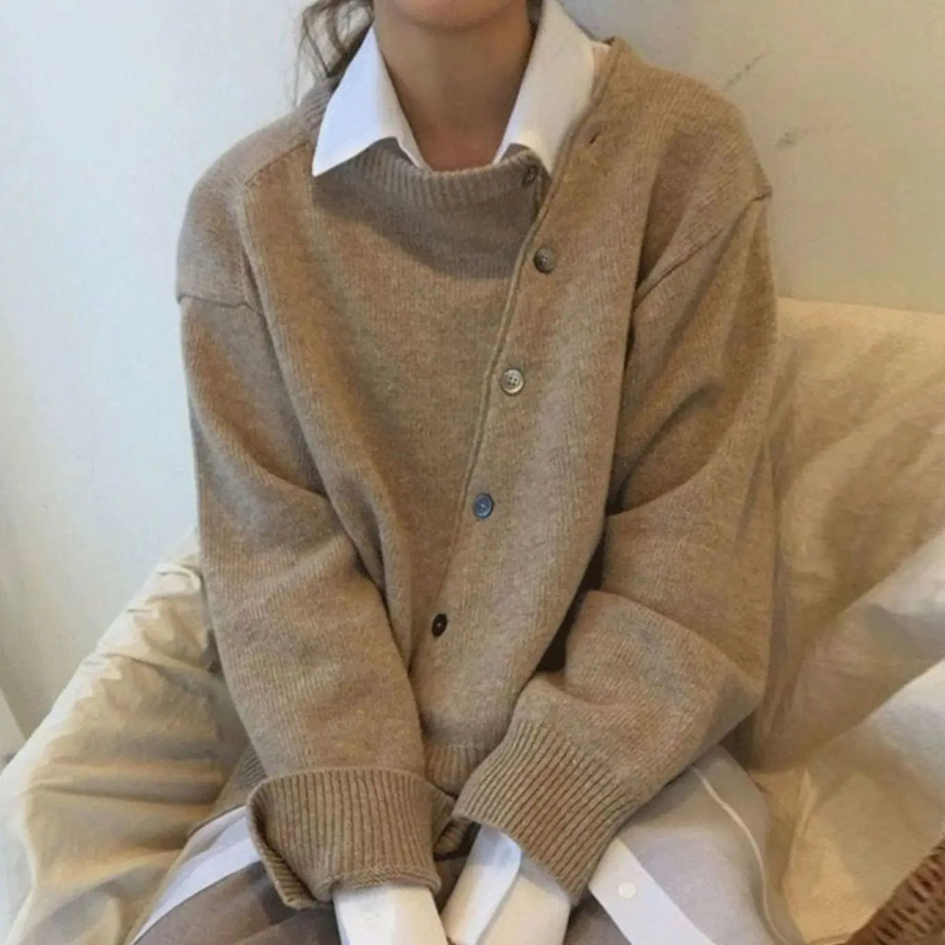Women's Relaxed-Fit Button-Up Knit Sweater Cardigan