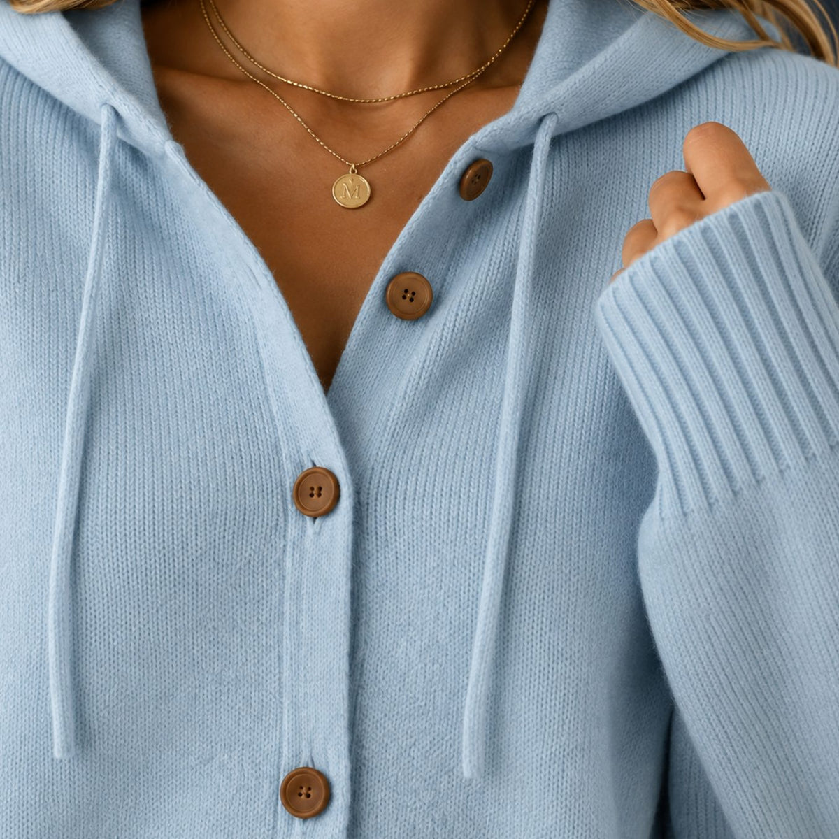 Women's Relaxed-Fit Hooded Button-Front Knit Cardigan