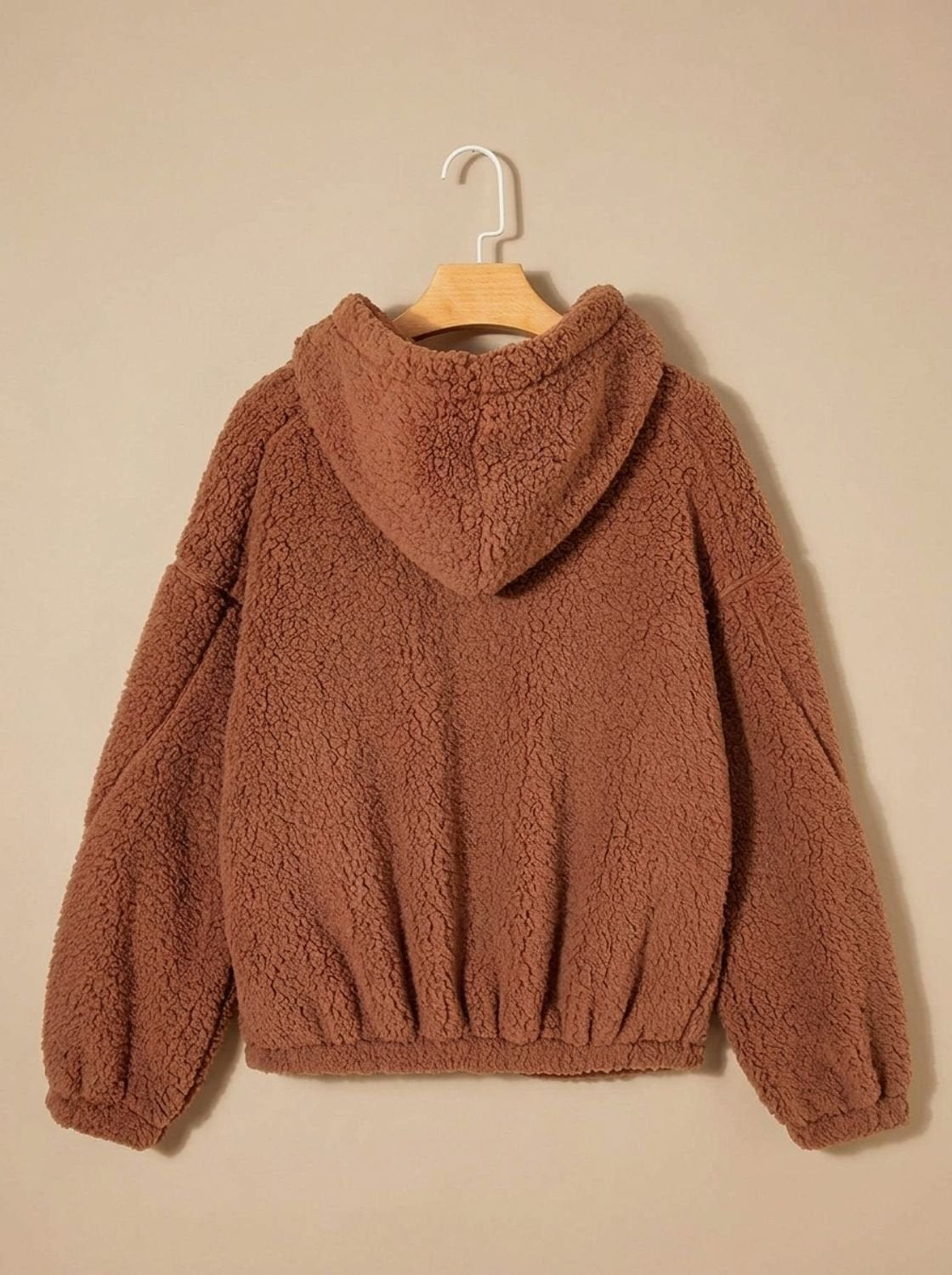 Women's Relaxed-Fit Hooded Teddy Zip Up Jacket