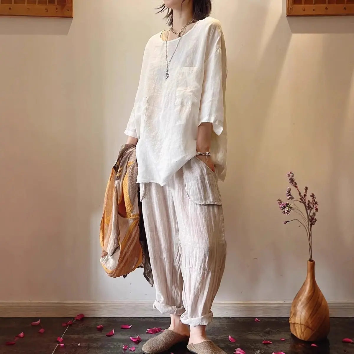 Women's Relaxed-Fit Linen Patch-Pocket Tunic
