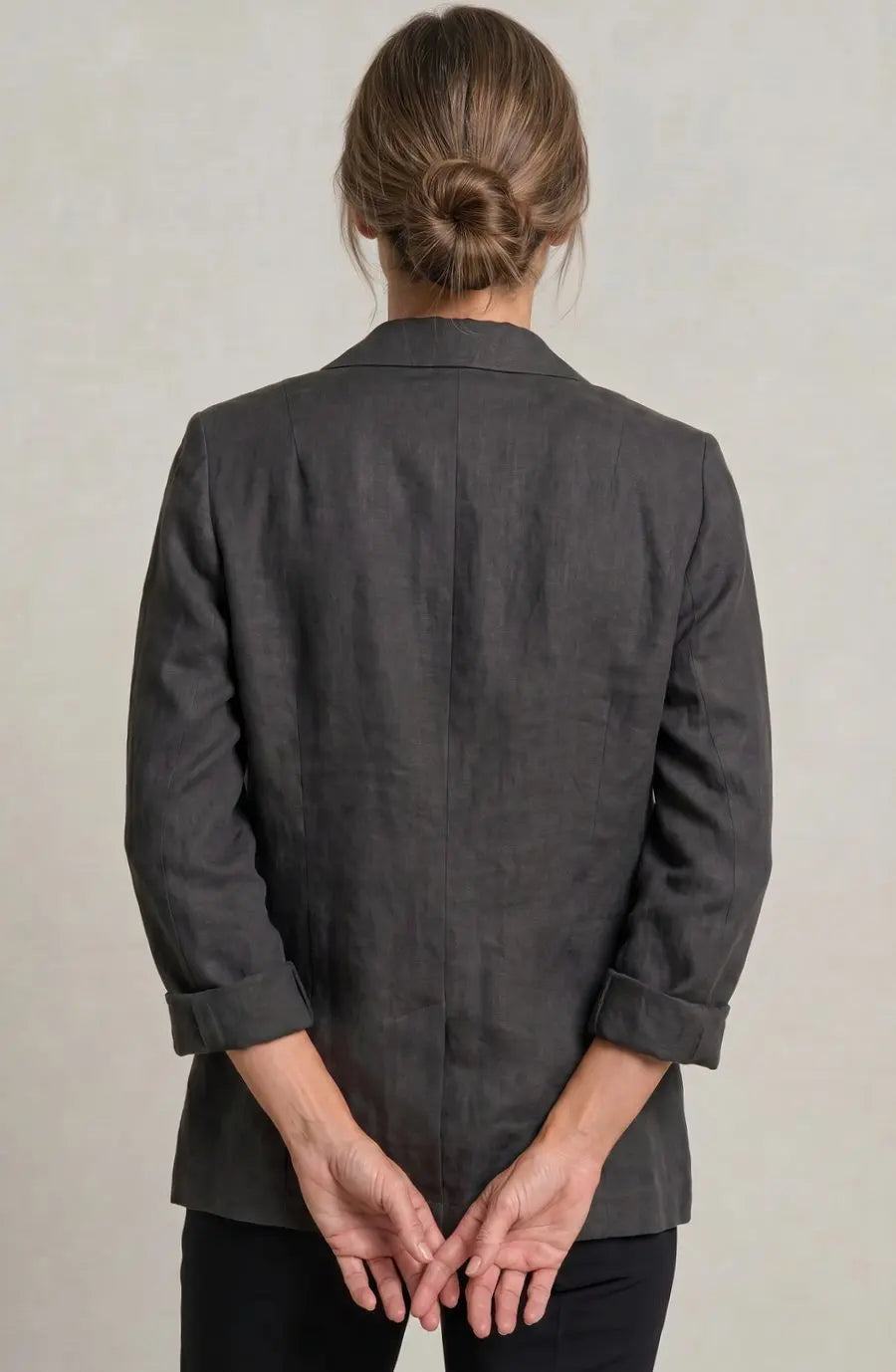 Women's Relaxed-Fit Single-Button Linen Blazer Jacket