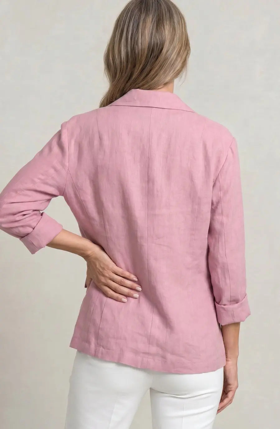 Women's Relaxed-Fit Single-Button Linen Blazer Jacket