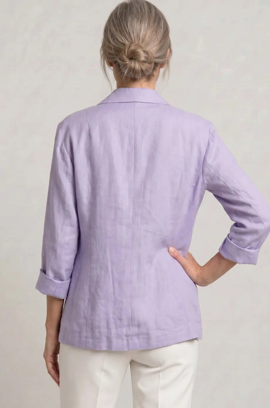 Women's Relaxed-Fit Single-Button Linen Blazer Jacket