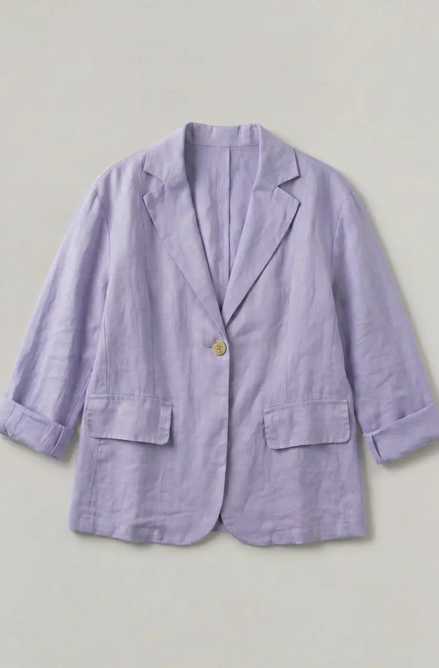 Women's Relaxed-Fit Single-Button Linen Blazer Jacket
