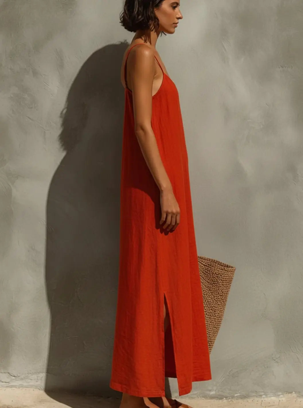 Women's Relaxed-Fit Square-Neck Spaghetti Strap Maxi Dress