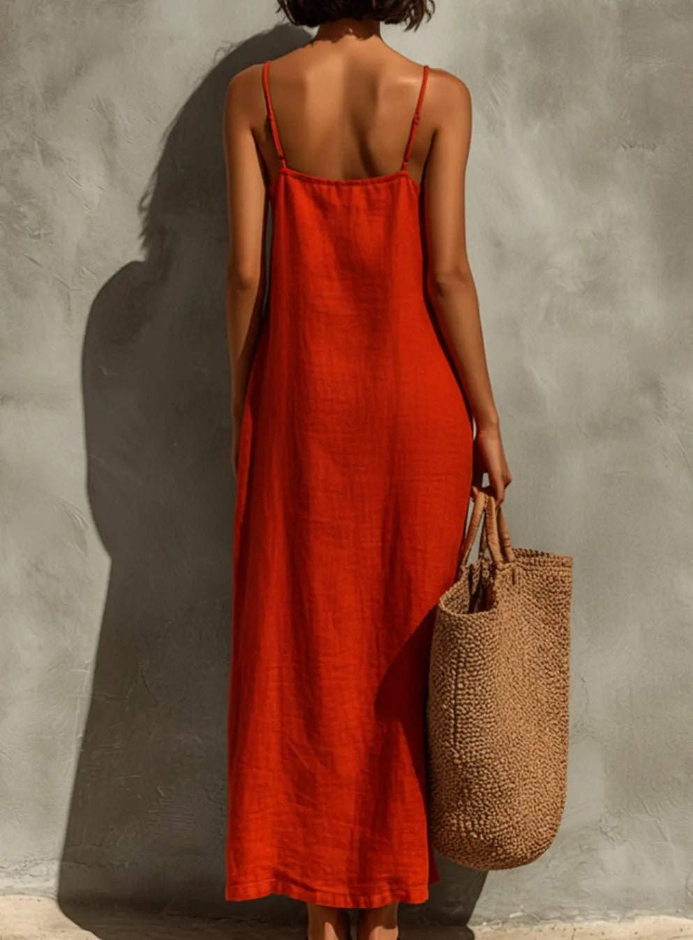Women's Relaxed-Fit Square-Neck Spaghetti Strap Maxi Dress