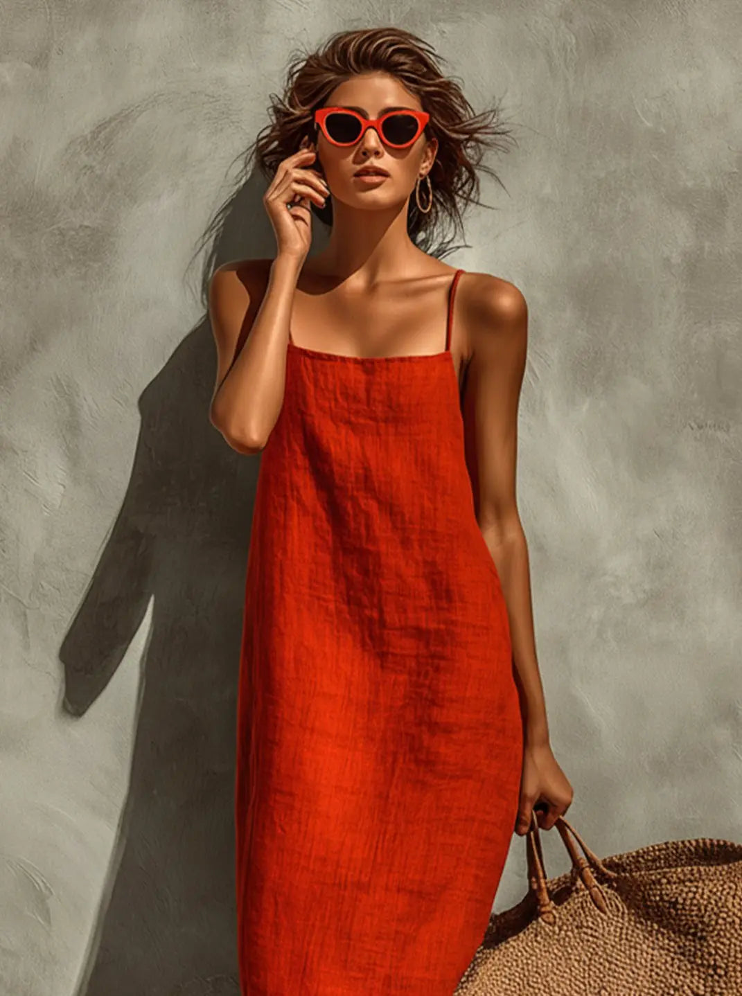 Women's Relaxed-Fit Square-Neck Spaghetti Strap Maxi Dress