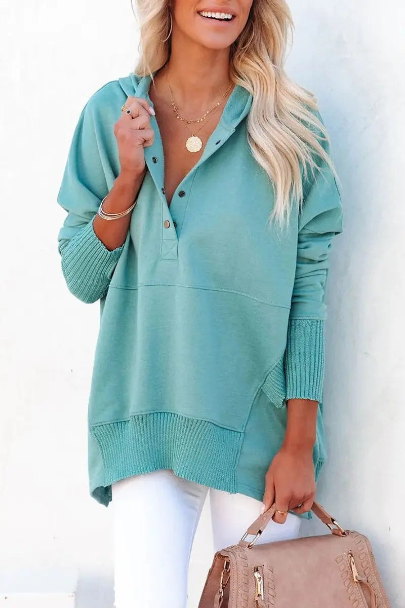 Women's Relaxed Hooded Drawstring Pullover Tunic