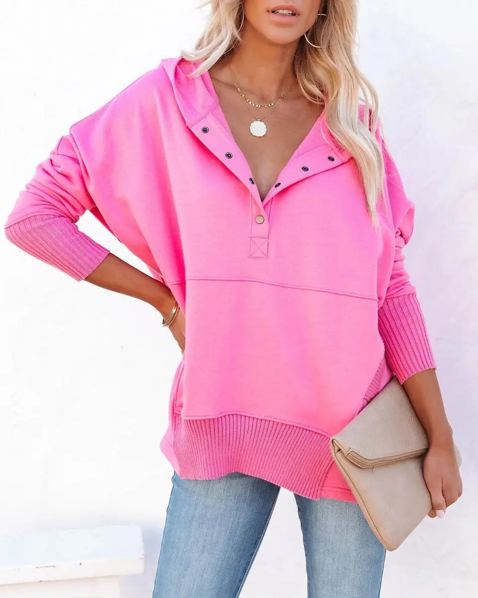Women's Relaxed Hooded Drawstring Pullover Tunic
