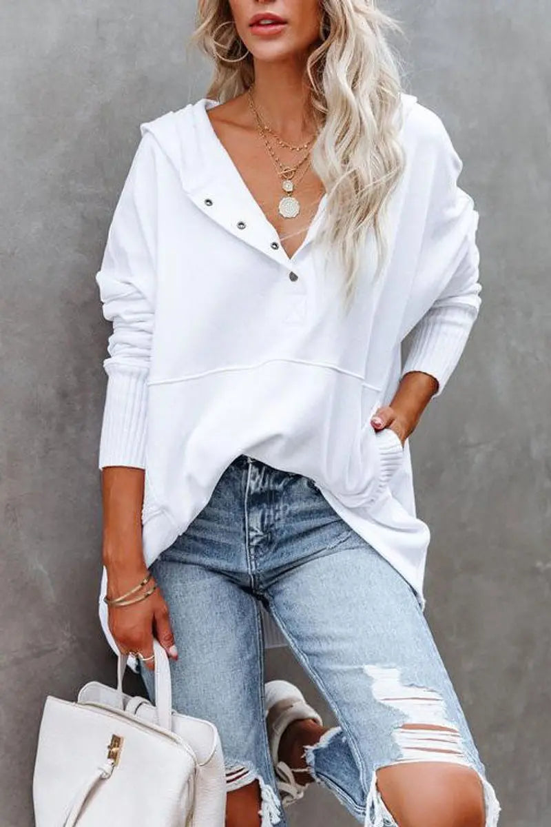 Women's Relaxed Hooded Drawstring Pullover Tunic