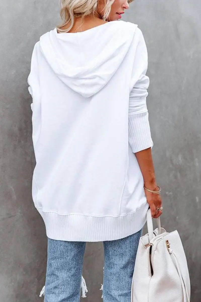 Women's Relaxed Hooded Drawstring Pullover Tunic