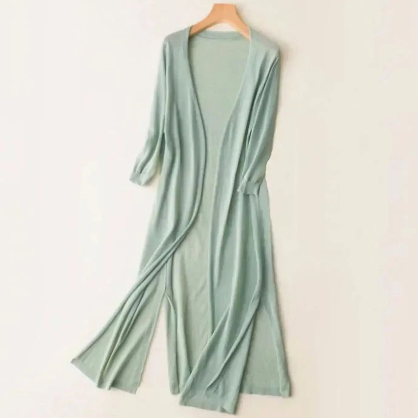 Women's Relaxed Open Front Lightweight Longline Long Cardigan - Green