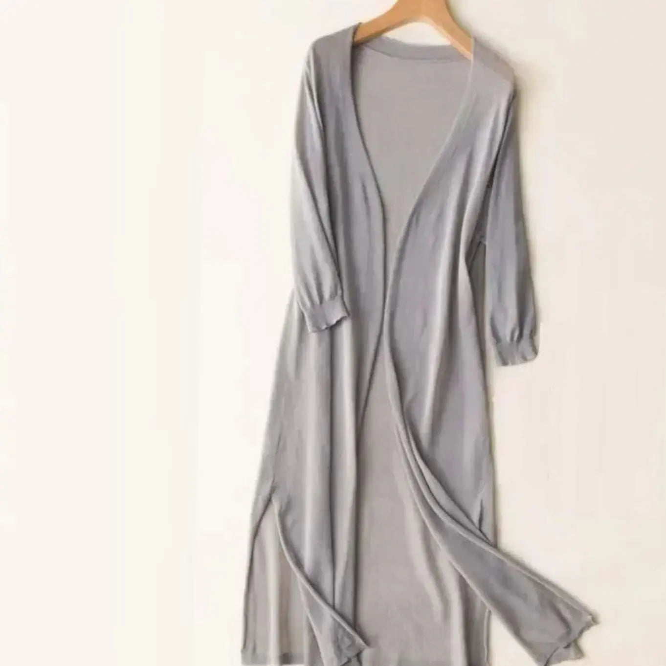 Women's Relaxed Open Front Lightweight Longline Long Cardigan - Grey