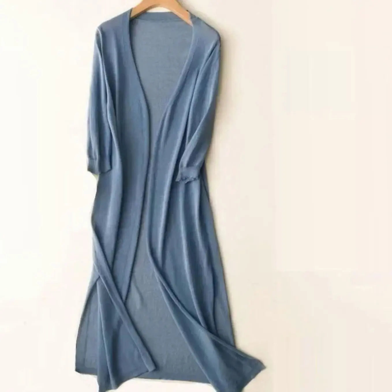 Women's Relaxed Open Front Lightweight Longline Long Cardigan - Blue