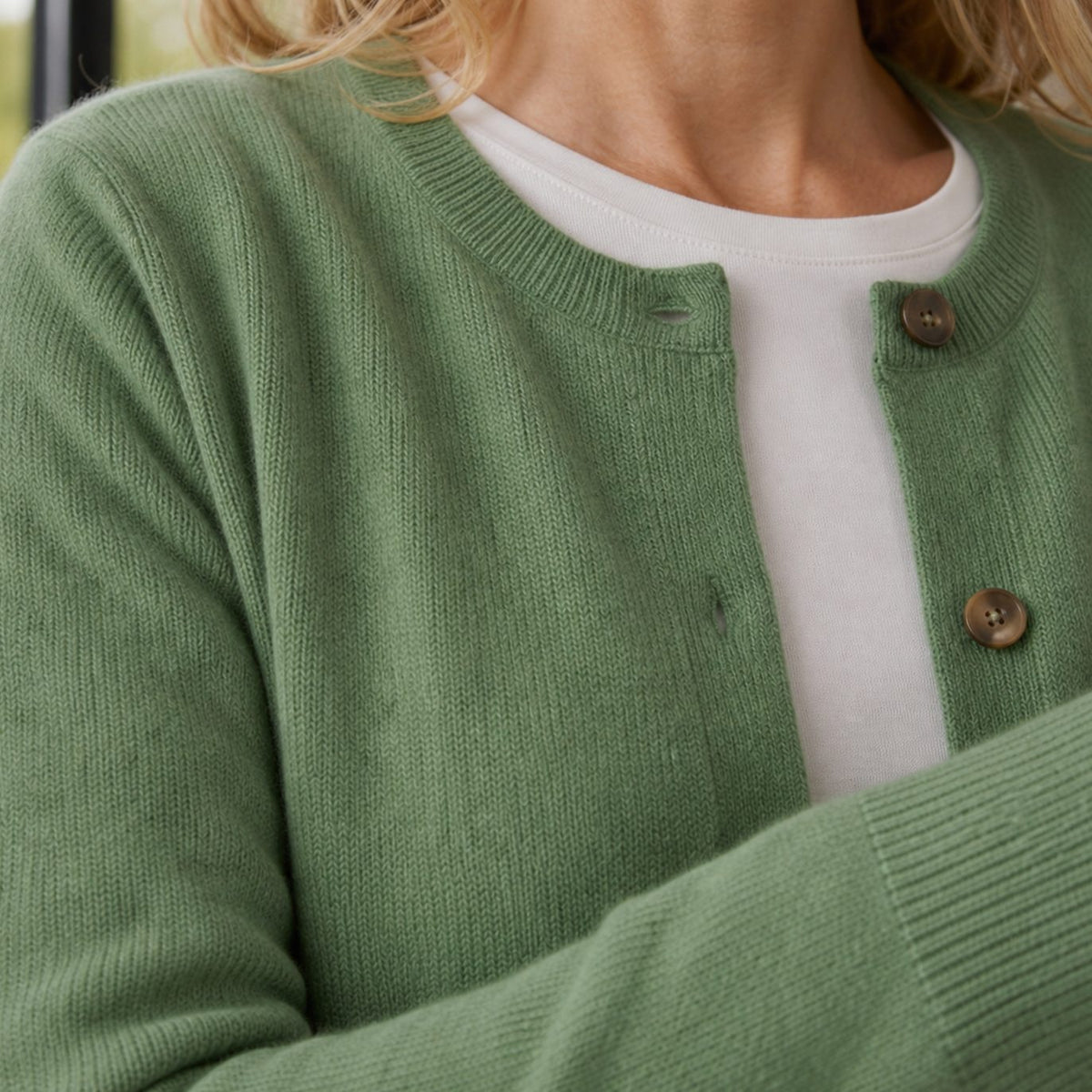 Women's Round-Neck Button-Front Knit Cardigan