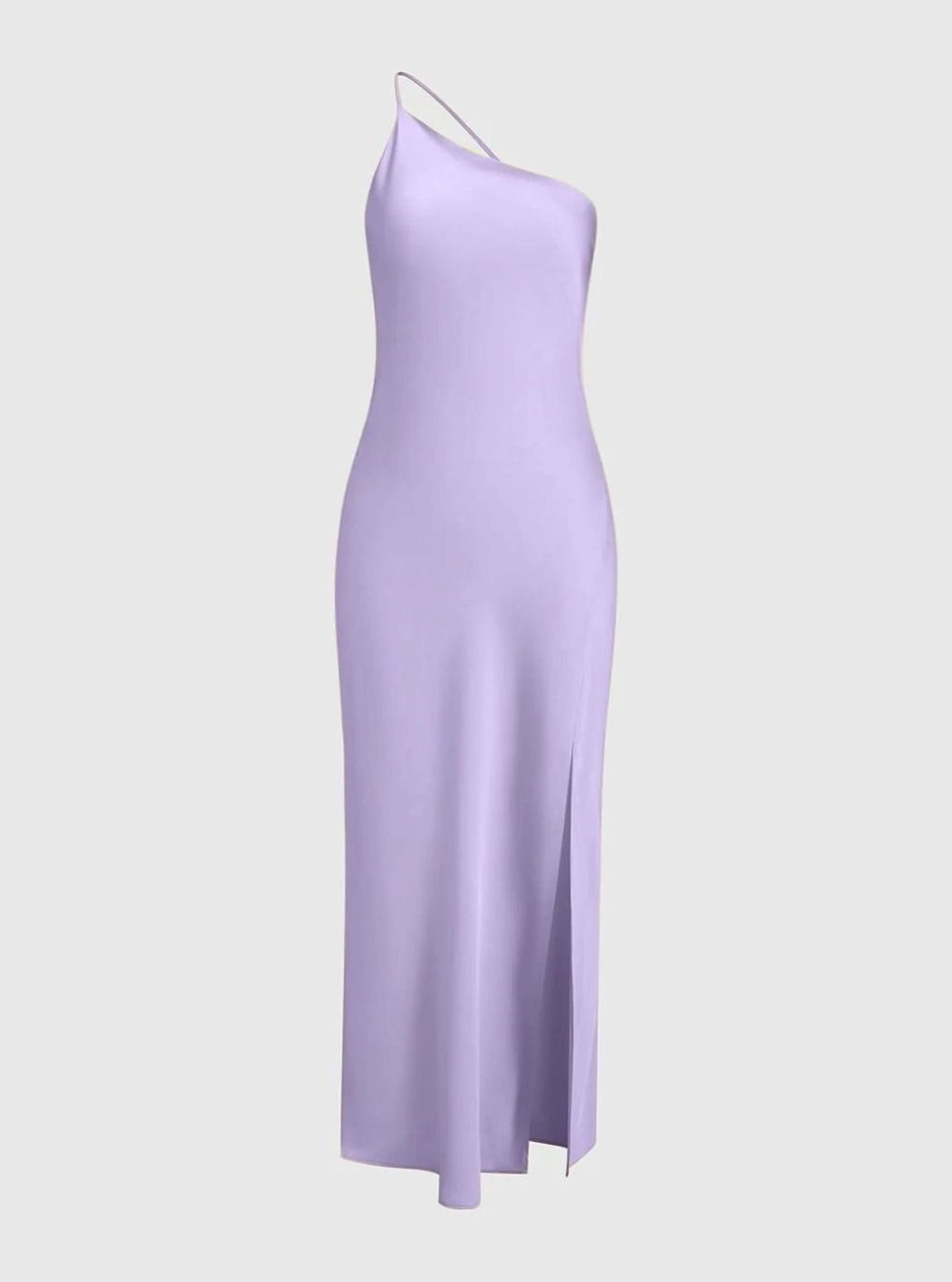 Women's Satin Backless One-Shoulder Midi Dress Side Slit - Violet